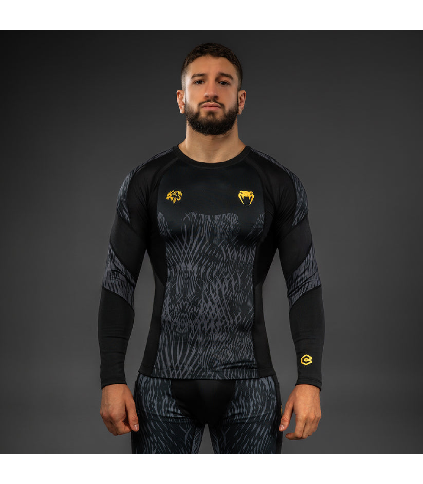 Рашгард - Venum Chimaev Wild Borz Long Sleeve Rashguard - Black/Grey​